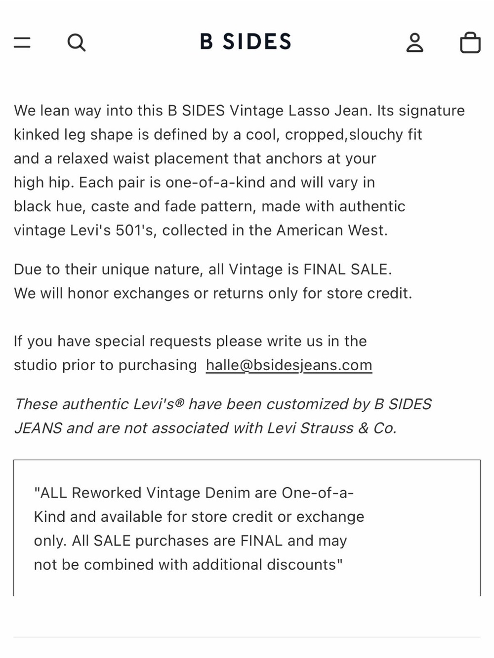 B SIDES Vintage Lasso Jeans - Picture 3 of 8